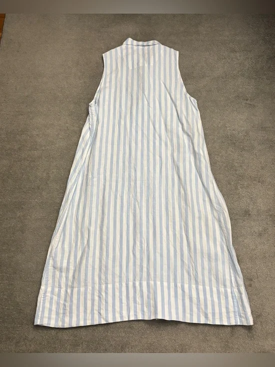 Everlane The Linen Sleeveless Shirt Dress Blue White Stripe Nautical Women’s - Picture 3 of 7